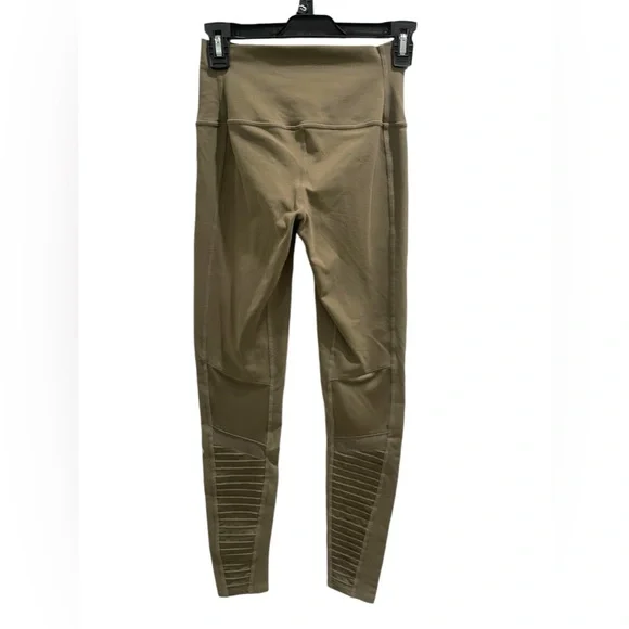 Alo Yoga High-waist Airlift Moto Legging Mesh details In Olive Branch Size S - Picture 4 of 14